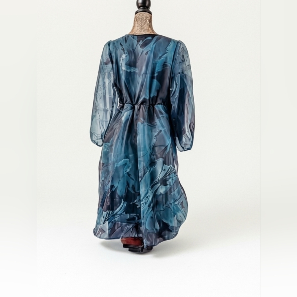 BloomChic Teal Floral Midi Dress - Picture 2 of 3